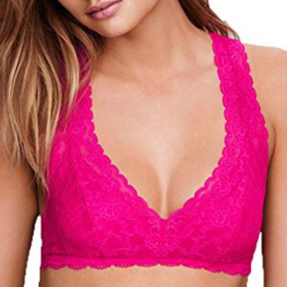 Victorias Secret Fuchsia Lace Racerback Bralette S